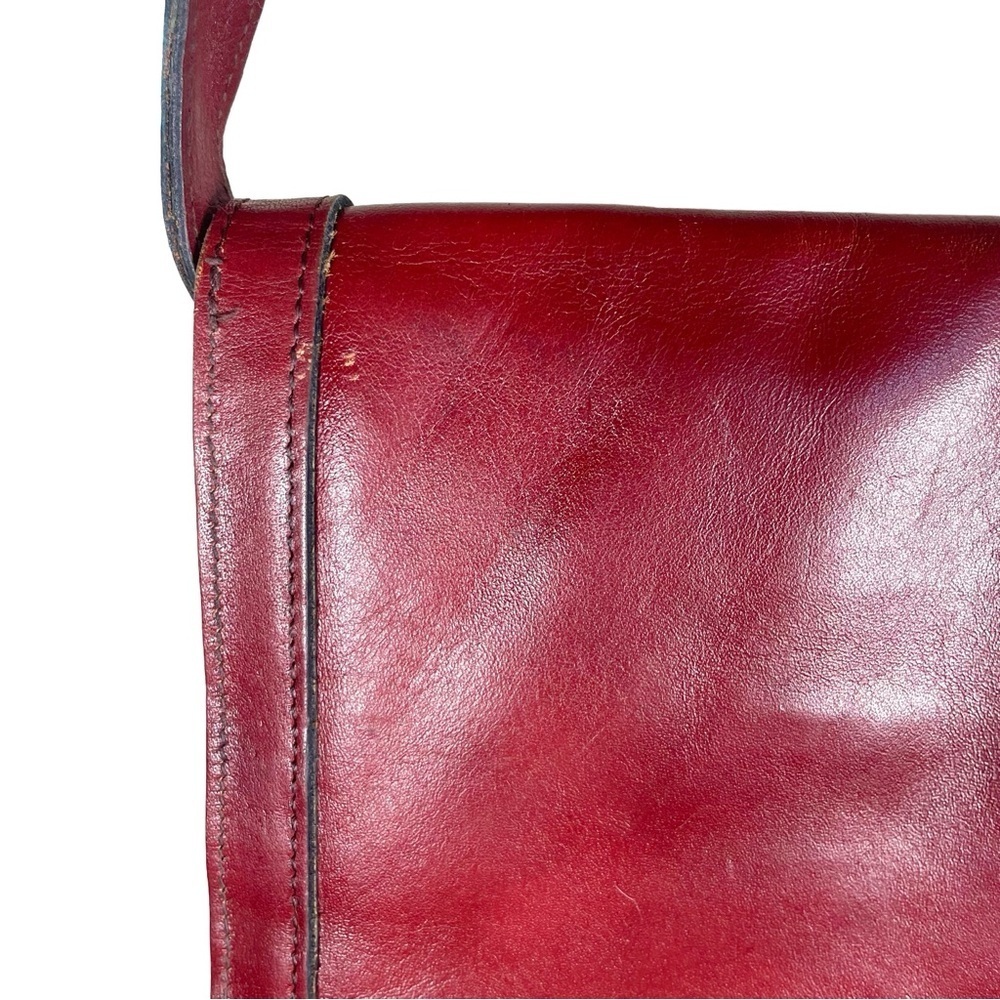Vintage Etienne Aigner Burgundy Leather Envelope Clutch Shoulder Bag Brass Logo - Picture 10 of 15